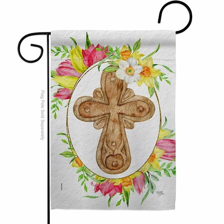 CUADRILATERO Wood Cross Religious Faith Double-Sided Decorative Garden Flag, Multi Color CU3914772